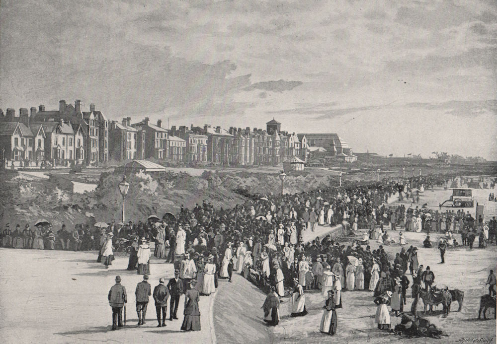 SOUTHPORT. Marine Park. Lancashire. Busy scene. Crowds 1900 old antique print